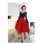 plus Size Herbst Winter ausgestellte Rock gefalteten Midi Rock im retro Stil mit hoher Taille elegante Vintage