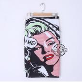 chicing Marilyn monroe Print hohe Taille Stift lässig Zurück nach Bodycon röhre wickeln Damen Sommer Midi Röcken b15