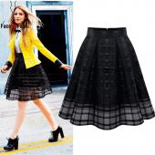 Damen Organza Midi Röcke neuen Sommer Stil elastischen hohe Taille reißverschluss Damen Rock weiblich plissiert ein