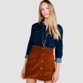 elina Mode Frau Skater saia etek faldas jupe 'petite Vintage cordHose Knopf linie Rock Femme xs s m l