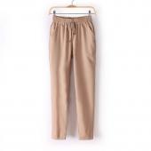 heißes Verkauf free Marke Locker Damen Hosen Einfarbig Tunnelzug elastischen Bund bequem in voller länge Chiffon