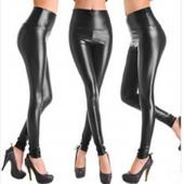neue Damen hohe Taille Faux Leder Gamaschen Mode stretchmaterial BleiStift Hose Schwarz footless Leggings s m l