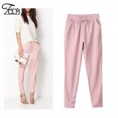 neue Fashion Marke Damen Hosen lange Hosen reine Farbe elastischen Chiffon Hose lässig FreiZeit Hosen ab17