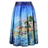 daylook charm Lady casual szene Print hohe Taille gefaltete Skater Rock hohe Taille gemälde Skater Rock frei