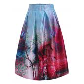 daylook charm Lady casual szene Print hohe Taille gefaltete Skater Rock hohe Taille gemälde Skater Rock frei