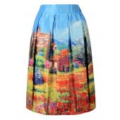 daylook charm Lady casual szene Print hohe Taille gefaltete Skater Rock hohe Taille gemälde Skater Rock frei