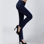 Damen direkt Grösse Jeans hohe Taille Herbst Blaue elastischen langer slim Jeans Hosen für Damen 27 38 Grösse y32