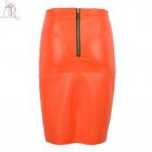 im Frühjahr ein neuer pu Leder mit hoher Taille wieder reißverschluss Faux Fest Stift lässig der Rock in Schwarz