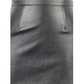 choies Damen Schwarze Leder split reißverschluss wieder hohe Taille Faux Bleistift Rock im Frühjahr