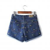 Mode Damen Koreanischen Sommer Banane Blume Stickereien Baumwolle Curling plus Size casual weibliche Taille Denim