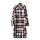 qb37 Damen Hemd Kleid Mode Herbst Baumwolle karo Print Zurück Buttons Tasche lange Ärmel ab Kragen casual