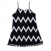 Sommer Damen Locker Chiffon Sommerkleid Vestidos welle Gestreiften Tassel Partei Strand Dress