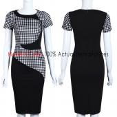 neuankömmlinge Damen Sommerkleider europäische Mode karierten kurze Ärmel mit Damen Bleistift Kleid Damen Locker