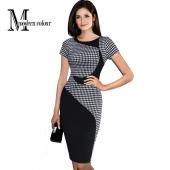 neuankömmlinge Damen Sommerkleider europäische Mode karierten kurze Ärmel mit Damen Bleistift Kleid Damen Locker