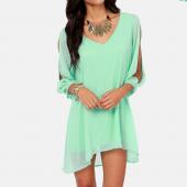 neue Sommer Chiffon kurzen Kleid Damen Locker sexy v Hals auch eine linie casual Mini Shirt Kleid mit Weissen stränden