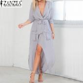 plus Size Summer Style Damen sexy Damen Chiffon Kleid lässig Locker lange Strand Maxi split Hals zieht sich Vest