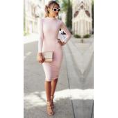 lange Party Kleider Herbst zieht sich der hohe Stehkragen sexy Verband sinkt Damen Kleid Kleidung casual Vestido