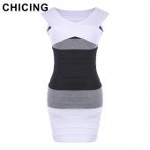 chicing neue Mode Damen sexy Kleid schrägstrich Hals Verband von der Schulter Scheide hohe Taille Mini Bodycon Kleider