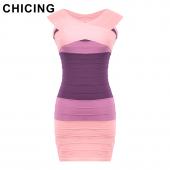 chicing neue Mode Damen sexy Kleid schrägstrich Hals Verband von der Schulter Scheide hohe Taille Mini Bodycon Kleider