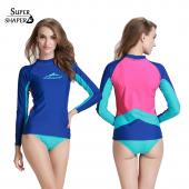 Sommer Tops lycra Damen Hautausschlag wache super soft patchword Beachwear rashguard schnorcheln lange Ärmel surfen