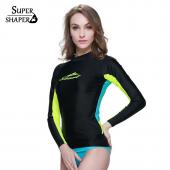 Sommer Tops lycra Damen Hautausschlag wache super soft patchword Beachwear rashguard schnorcheln lange Ärmel surfen