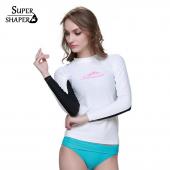 Sommer Tops lycra Damen Hautausschlag wache super soft patchword Beachwear rashguard schnorcheln lange Ärmel surfen