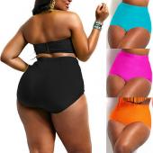 Damen Vintage plus Size sexy Gepolsterte  hohe Taille Bikini Badehosen Badeanzug in Badehose