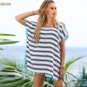 pareos playa Sommer Chiffon Strand Vertuschung Gestreiften Beachwear Kleid tuniken Badeanzug Badeanzug auf Badehosen