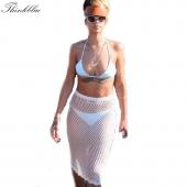 heißes Verkauf Strand Vertuschung Badehosen Mesh Hebt sexy Badeanzug für Damen Weisse Bikini auf Rock Beachwea