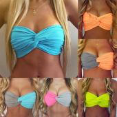 sexy Damen Strand Badehosen Gepolsterte  Bandeau Bikini Tops Badeanzug Badeanzug