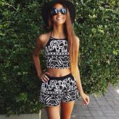 sexy Tankini Set Tier Print süß Badeanzug Damen Schulterfreien Badehosen zwei weibliche Pflanze mit hoher Taille Bikini