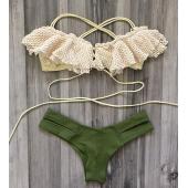 Bikini sexy Top und unten Badehosen gürtel Damen Bikini Rosa Badehose Häkeln einen push up de Marche