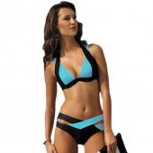 Mode Badehosen Damen Bikini hat Farbe block Schulterfreien cross push up sexy Badeanzüge Badeanzug und Bikini