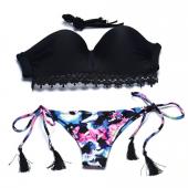 neues Design Damen und Bikini hat sexy BH Floral Badeanzug Drücken die Badehosen Schwarze s l Grösse oct17
