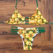 neuer Stil hohe Hals Schulterfreien Bikini Set ananas Badeanzug niedrigen Taille rückenfrei Bikini Brasilianischen Bade