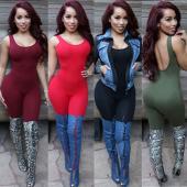 Sommer Damen Damen rückenfrei Clubwear Playsuit Ärmellose Bodycon Partei Overall Strampler Hosen