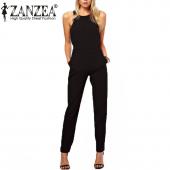 Sommer Rompers Damen Overall lässig elegante Schwarz wieder reißverschluss hohl Ärmellose lange Playsuits plus s