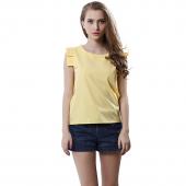 Mode Damen Sommer Bluse o Hals Schmetterling Ärmel solide Hemd elegante Freizeit Chiffon Blusen