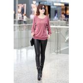 neue europäische Herbst Winter elegante Frau & o Hals lange Batwing Ärmel Hemd Damen Bluse mit Button 3