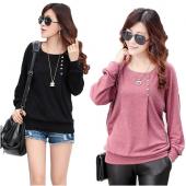 neue europäische Herbst Winter elegante Frau & o Hals lange Batwing Ärmel Hemd Damen Bluse mit Button 3