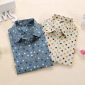 neue Baumwolle Damen Hemden lange Ärmel Bluse Polka Dot Femininas the plus Size dreh Kragen Damen