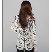 Femininas Damen lange Ärmel sexy Spitzen Bluse dazu höchstens Fashion Tops Tees Lady Bluse Hemd