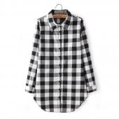 heißes Verkauf Damen Blusen im karierten Bluse aus Baumwolle der Blusen Damen lange Hemd lange Ärmel plus Size Damen
