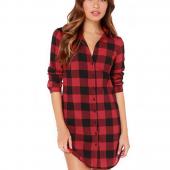 heißes Verkauf Damen Blusen im karierten Bluse aus Baumwolle der Blusen Damen lange Hemd lange Ärmel plus Size Damen