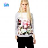 neue Mode 3d Blume gedruckten SweaT Shirt volle sleeve Crew Neck Herbst Hoodies Damen Gelegenheits Sport Pulli