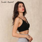 simplee Bekleidung Spitzen bis sexy Bustier Top Baumwolle ernte Dralette Damen höchstens Hals rückenfrei Tank