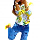 Mode Herbst Damen Mädchen lange Ärmel Blumenmustern T Shirts Crew Neck lässige Tops