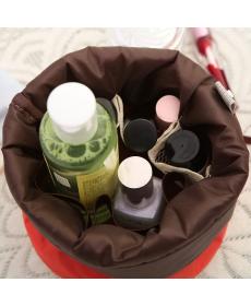 Neue Ankunft Tonnenförmige Reise Kosmetiktasche Nylon Hohe Kapazität Kordelzug Elegante Trommel Waschen Tasche