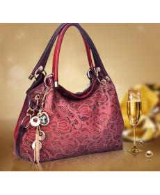 Damen elegante Taschen luxus pu Ledertasche n Damen Handtasche aushöhlen messenger bag diamant anhänger red