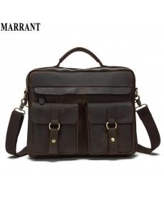 Echtes Leder Herren Crazy Horse Leder Herren Handtaschen Casual Business Laptop Umhängetaschen Aktentasche